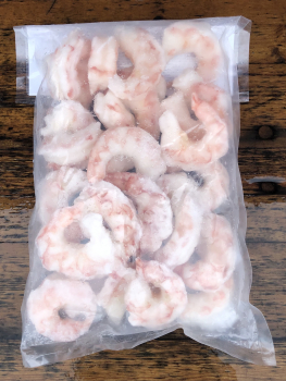 Riesengarnelen / Shrimps Wildfang ohne Schale 16 - 20 Stück/lb, mit 20% Wasserglasurgewichtsanteil, 1 kg Beutel